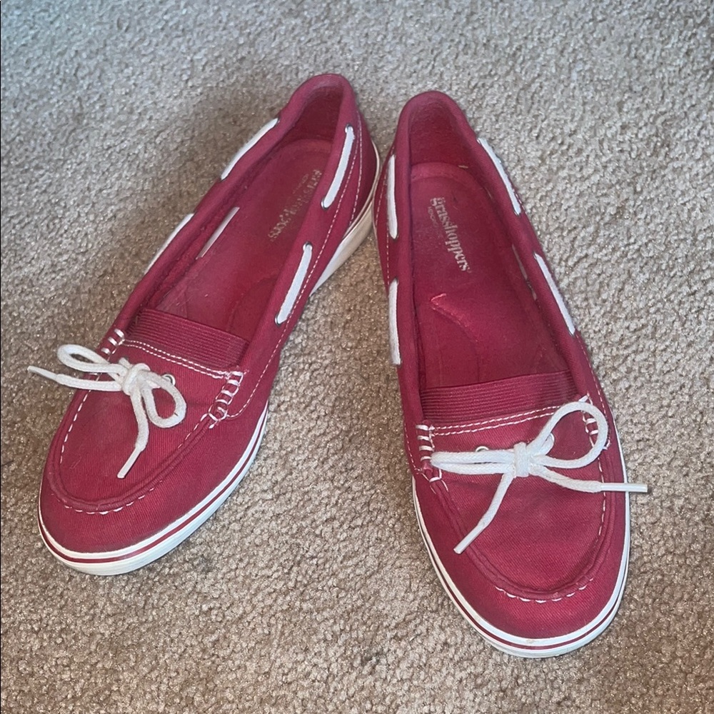 Grasshoppers Red and White Flats Classic Loafers